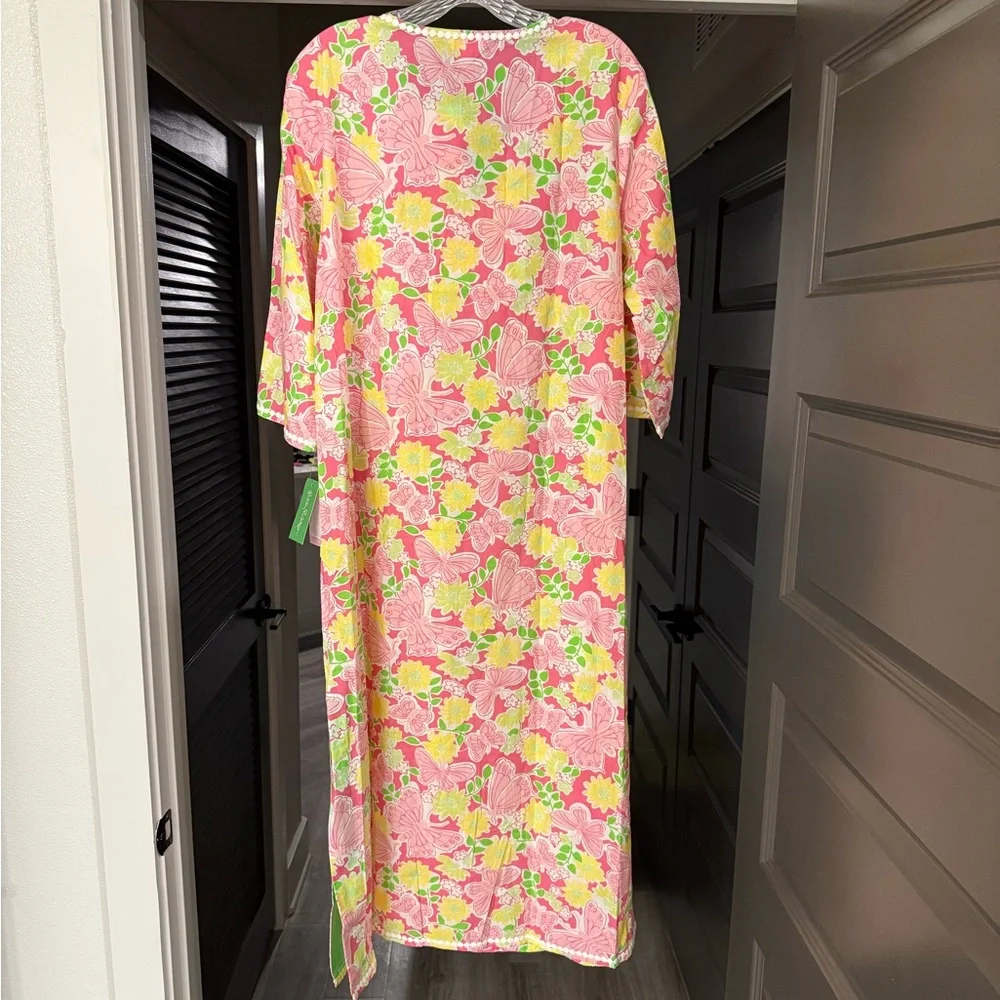 Lilly Pulitzer Floral Pink and Green Caftan Maxi NWT - Picture 4 of 8